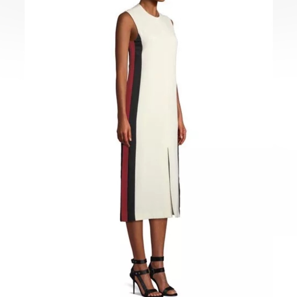 NWT Burberry Selene Stripe Midi Dress Natural White  Sz 0 US.